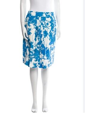 NWT Akris Punto Blue and White Midi Skirt - 14